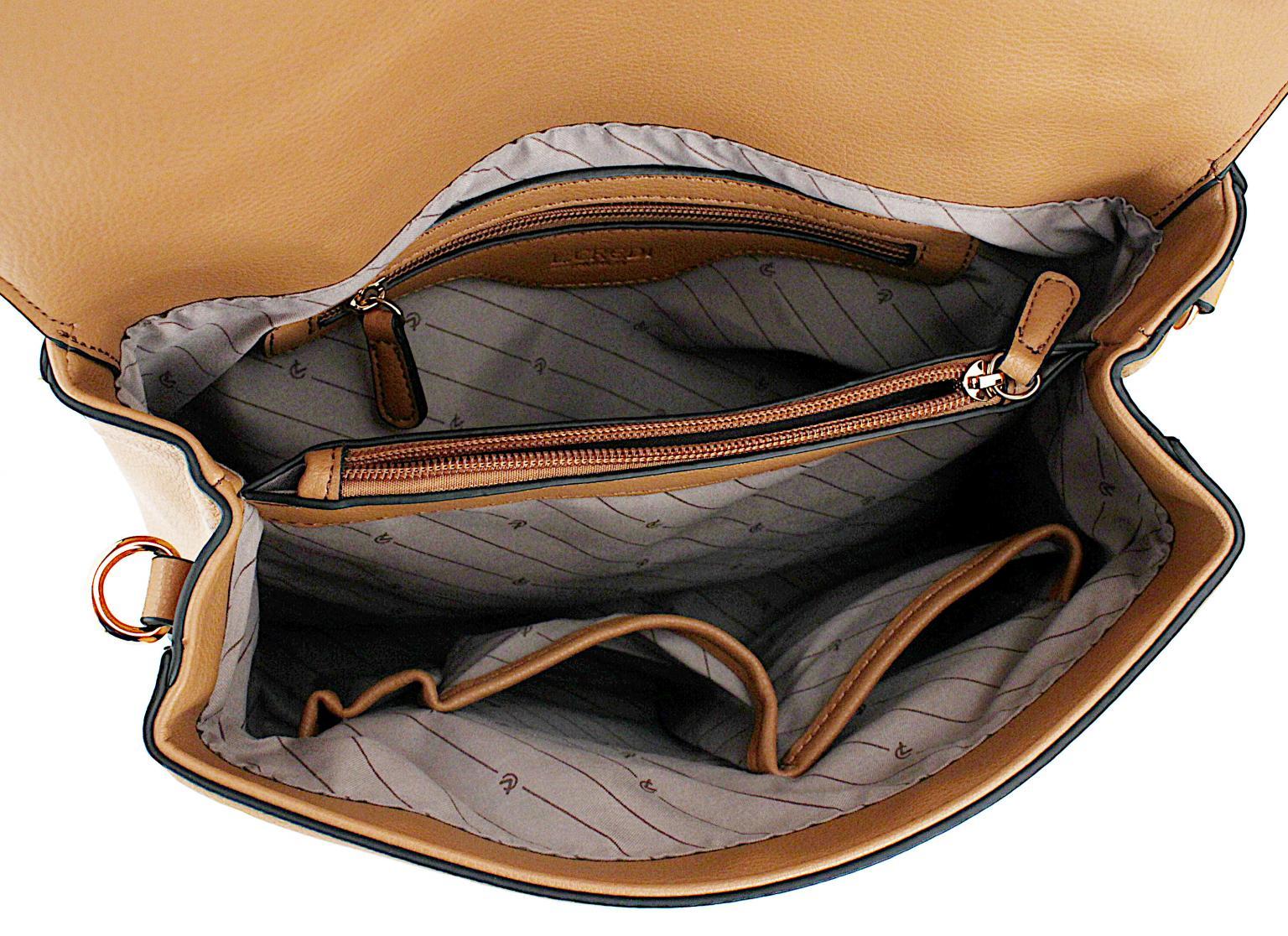 Schultertasche L.Credi Floria Schwarz Drehverschluss Metallcharme