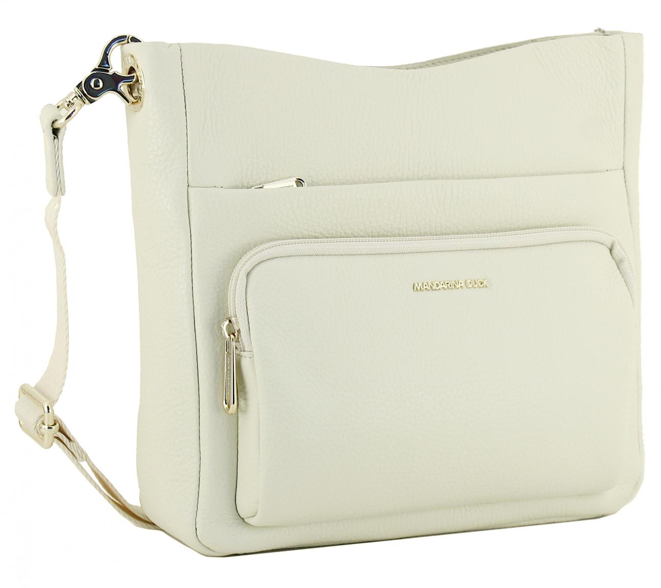 Schultertasche Mandarina Duck Mellow Leather Almond warmweiß