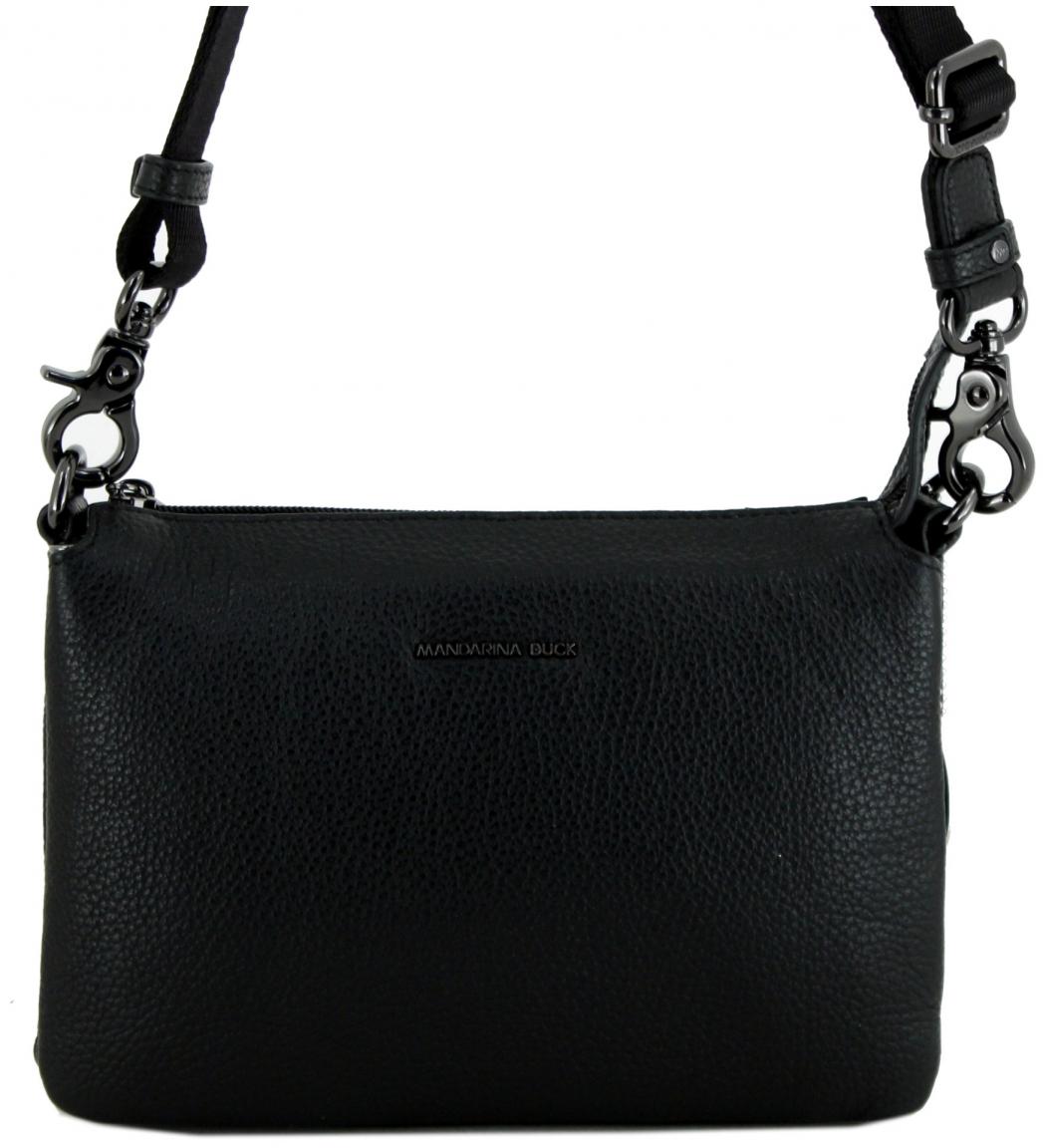 Schultertasche Mellow Leather Nero Mandarina Duck dreigeteilt schwarz