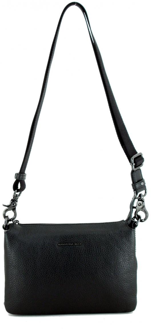 Schultertasche Mellow Leather Nero Mandarina Duck dreigeteilt schwarz