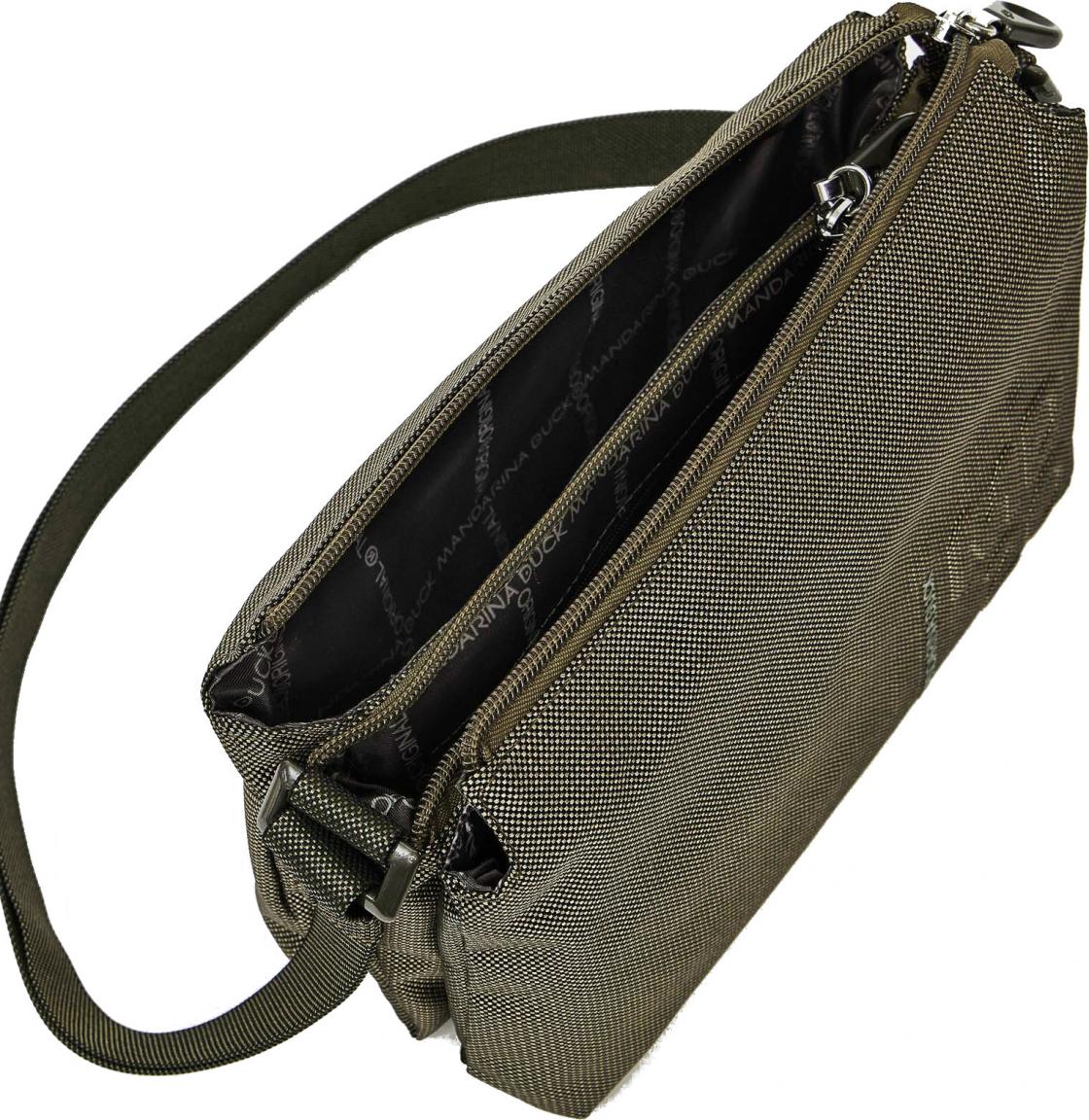Schultertasche Pochette dreigeteilt Mandarina Duck MD20 Pirite olivgrün