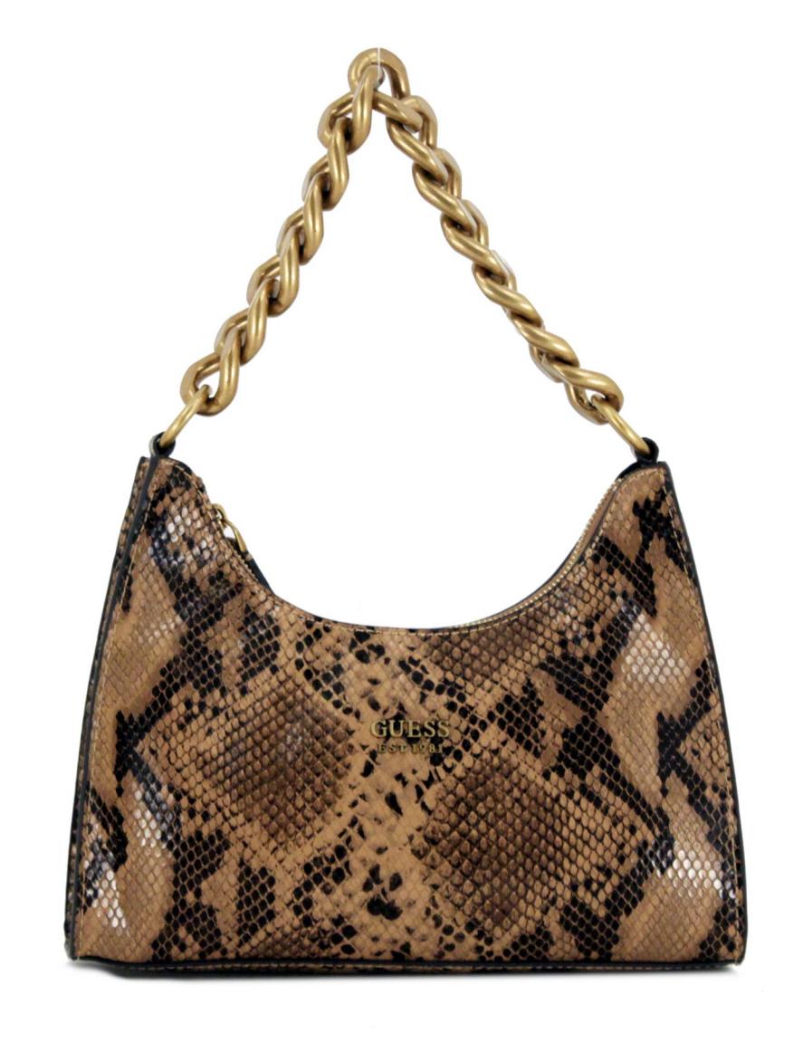 Schultertasche Snakeprint Guess Tullia Tan Python Kette