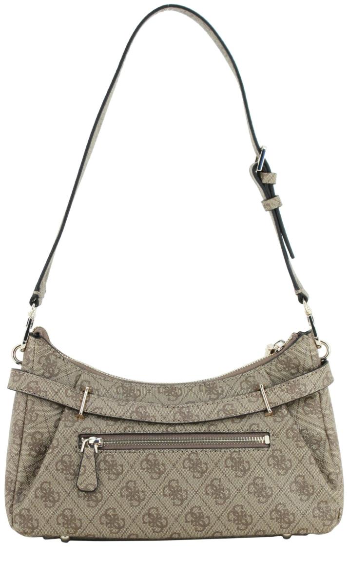 Schultertasche Top Zip Guess Yesba Latte Logo braun beige