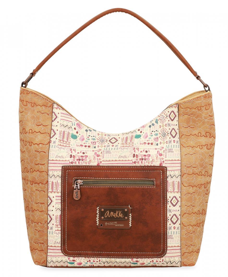 Schultertasche bestickt Anekke Arizona braun Fransenanhänger