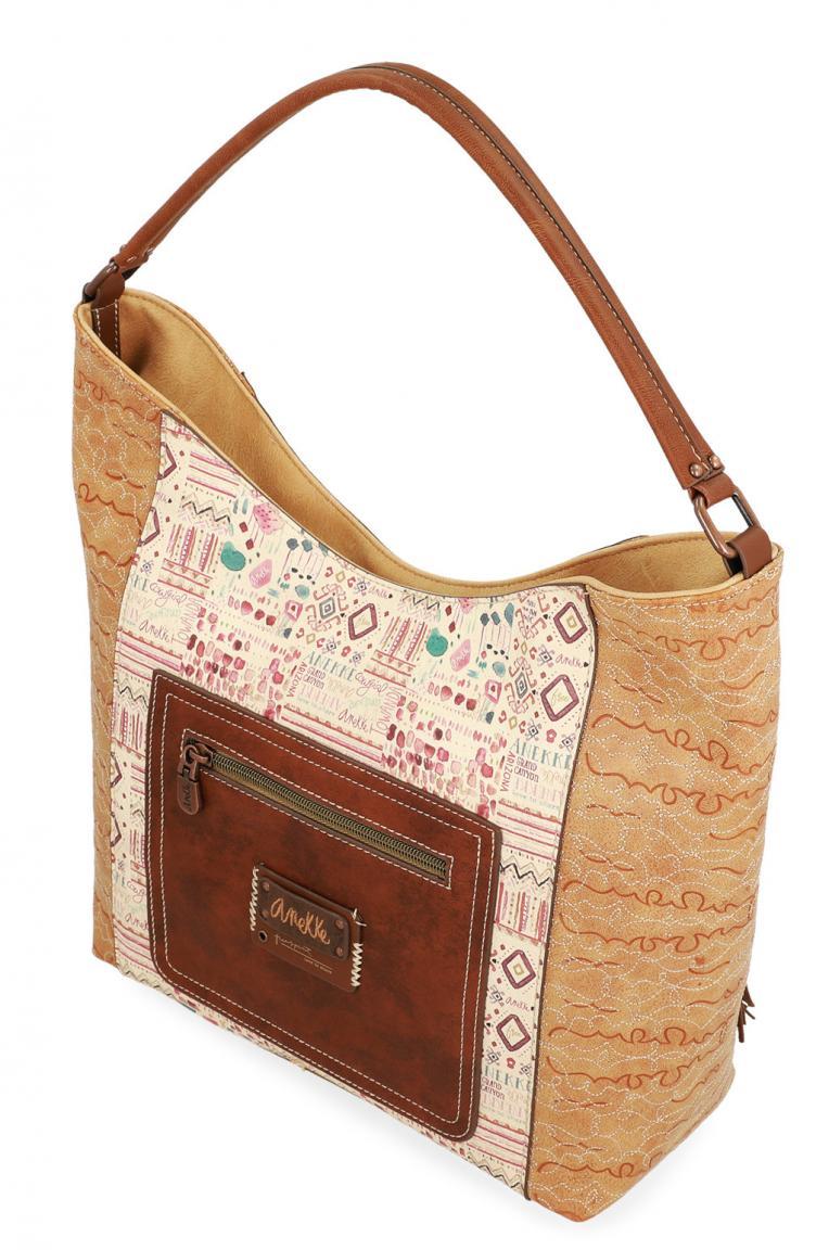 Schultertasche bestickt Anekke Arizona braun Fransenanhänger