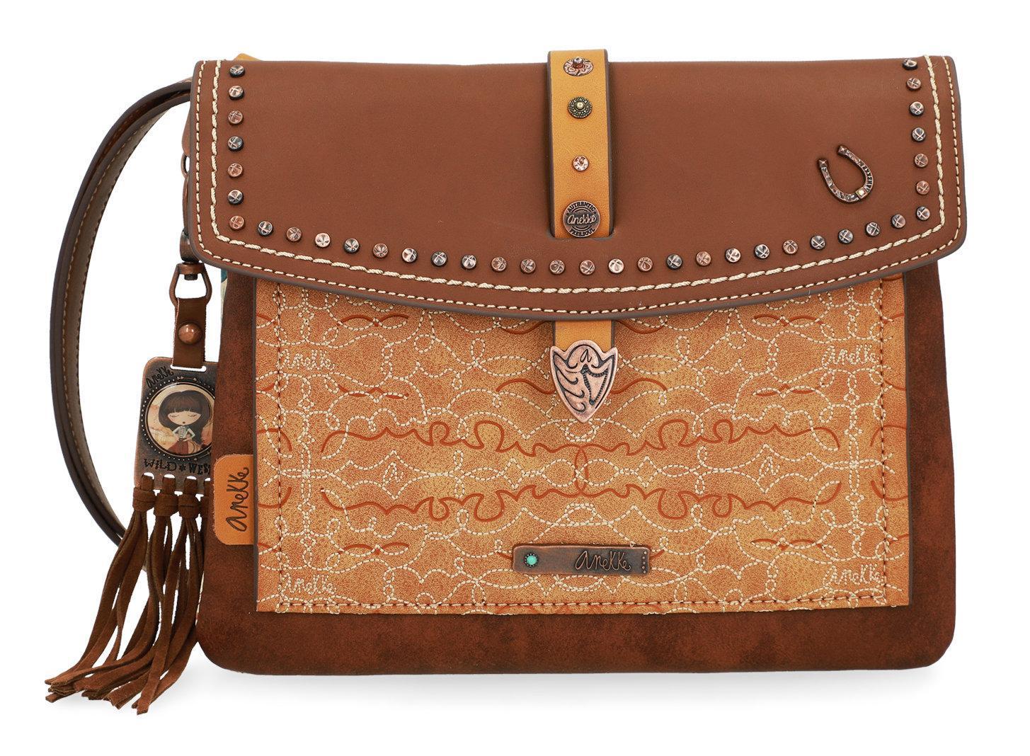 Schultertasche bestickt Fransenanhänger Nieten Anekke Arizona