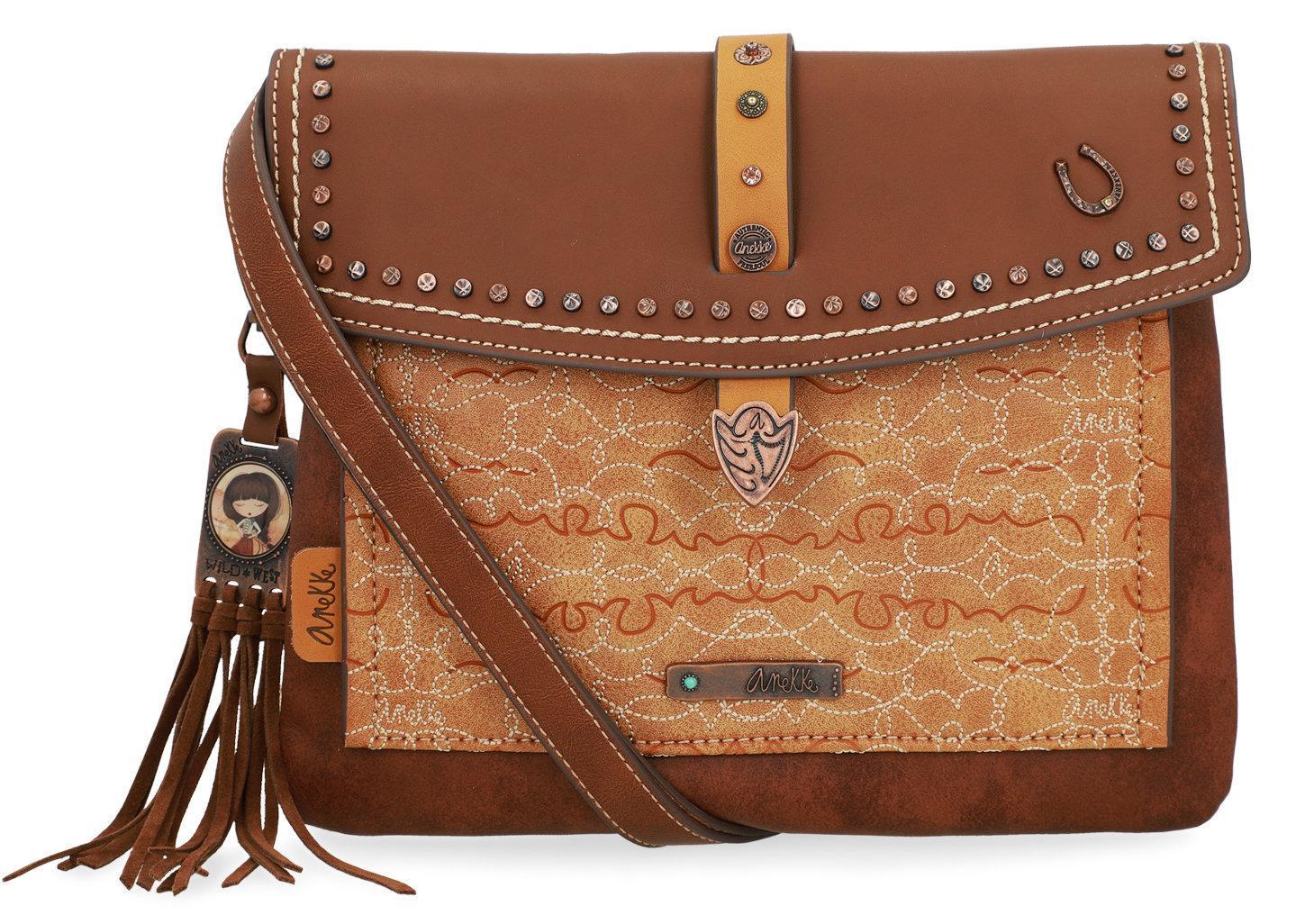 Schultertasche bestickt Fransenanhänger Nieten Anekke Arizona