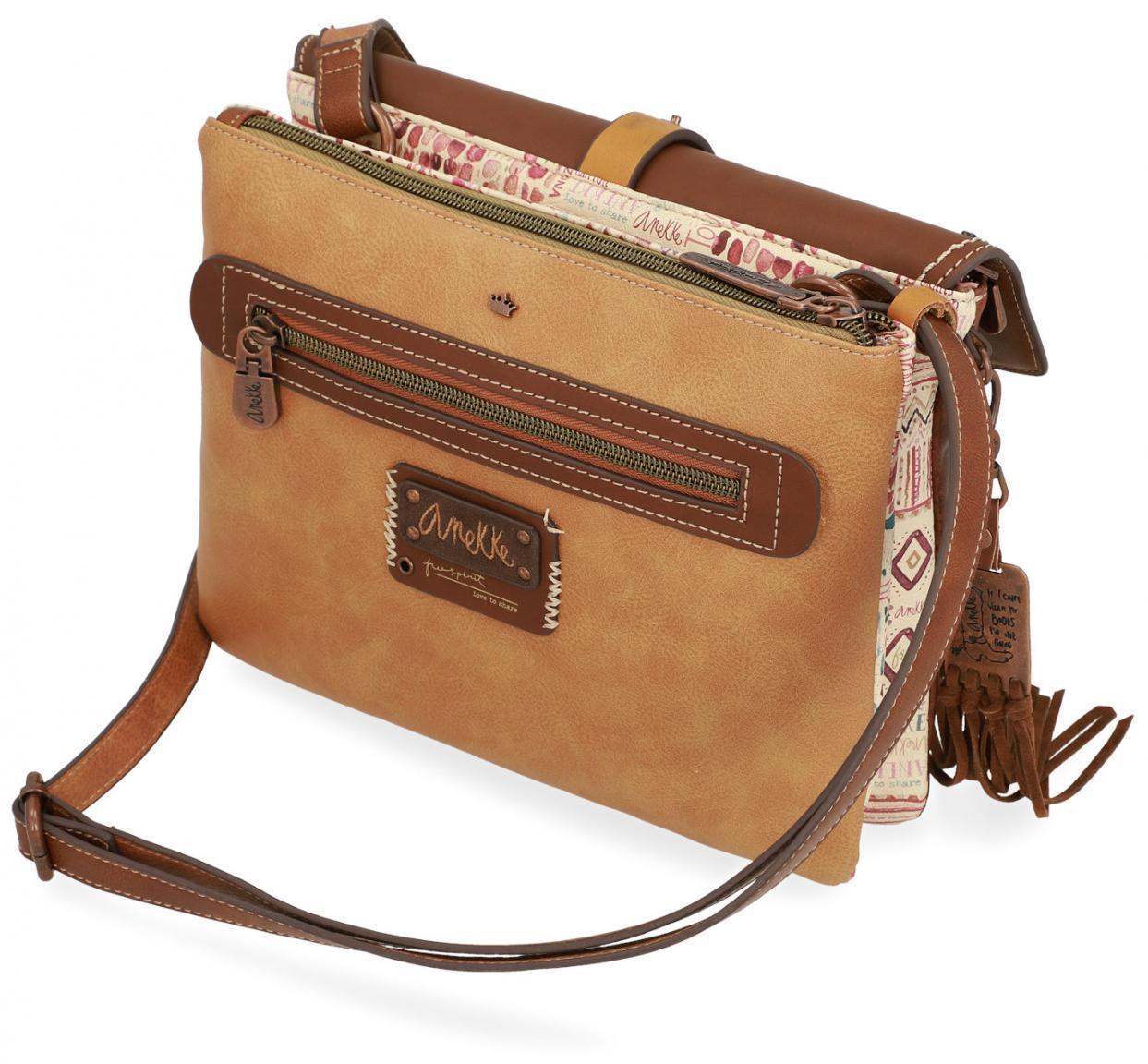 Schultertasche bestickt Fransenanhänger Nieten Anekke Arizona