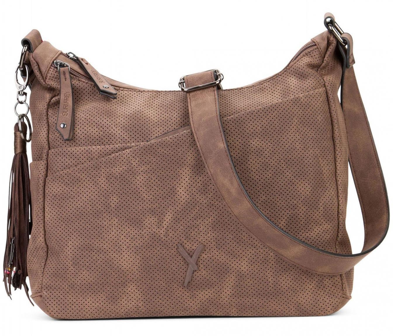 Schultertasche dunkelbraun Suri Frey Romy zweigeteilt Lochmuster