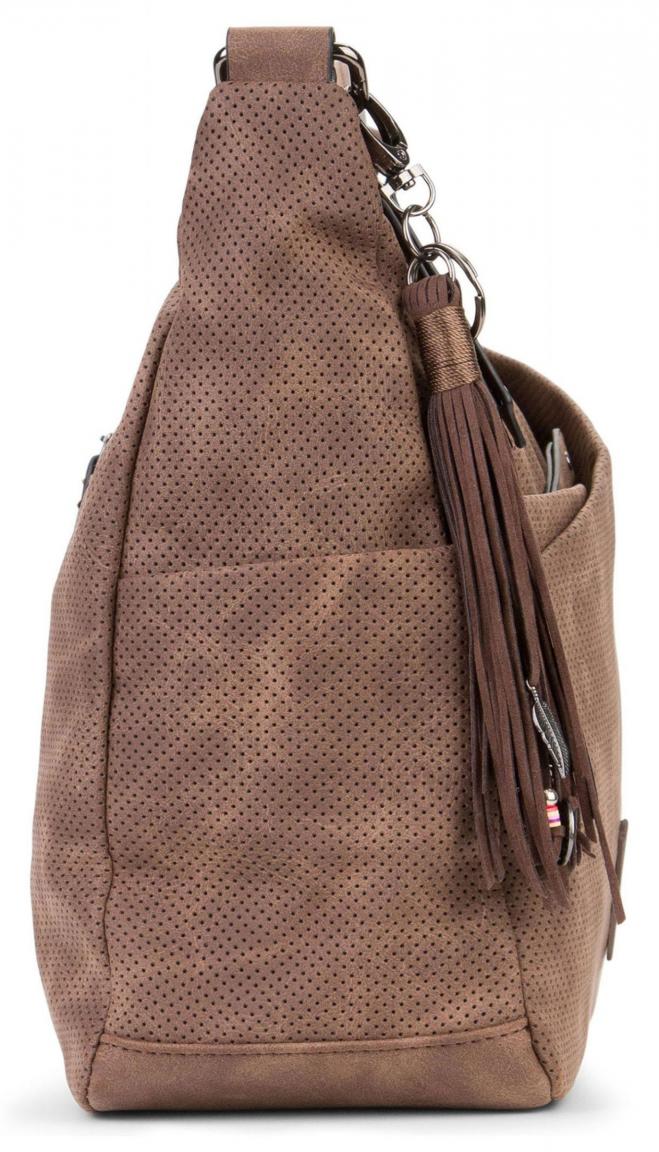 Schultertasche dunkelbraun Suri Frey Romy zweigeteilt Lochmuster