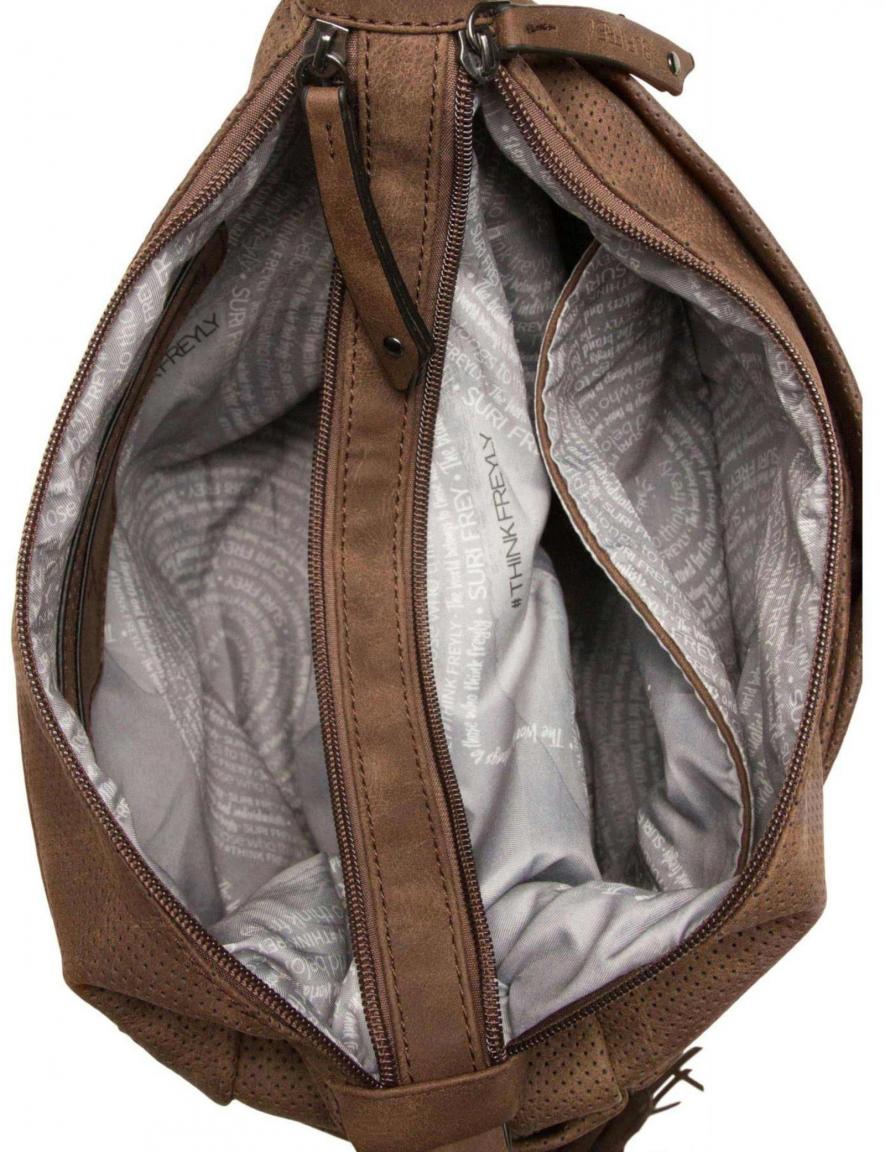 Schultertasche dunkelbraun Suri Frey Romy zweigeteilt Lochmuster