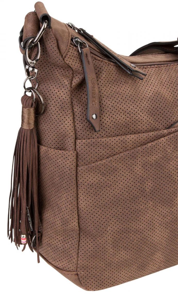 Schultertasche dunkelbraun Suri Frey Romy zweigeteilt Lochmuster