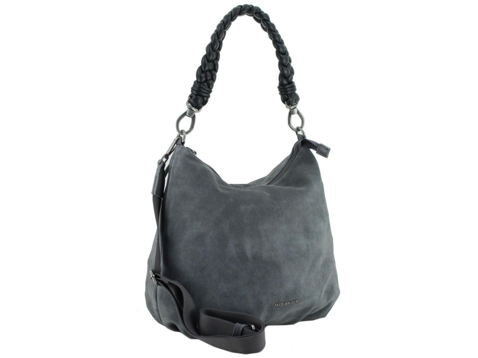 Schultertasche dunkelgrau Velours FREDsBRUDER Jo Big Ball Hobo