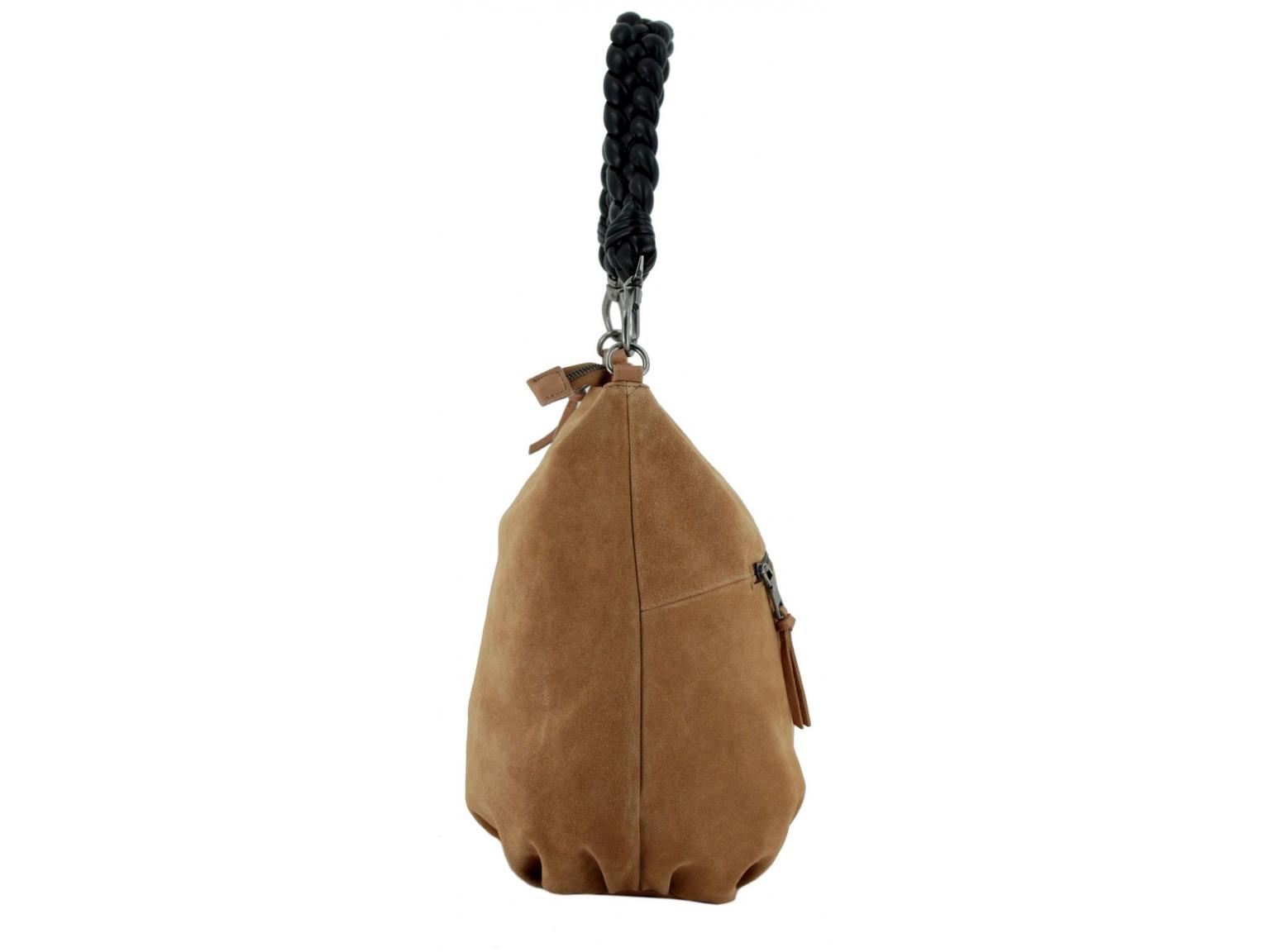 Schultertasche dunkelgrau Velours FREDsBRUDER Jo Big Ball Hobo