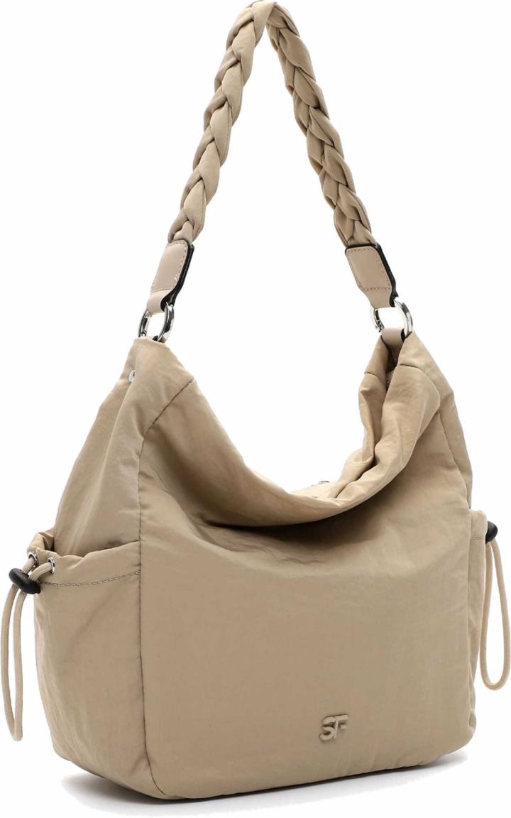 Schultertasche in Beutelform Abby Suri Frey Perlon Lighttaupe tierfrei