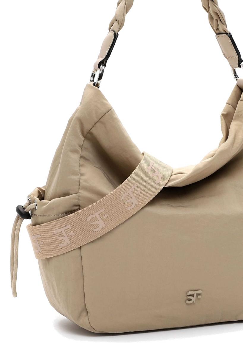 Schultertasche in Beutelform Abby Suri Frey Perlon Lighttaupe tierfrei