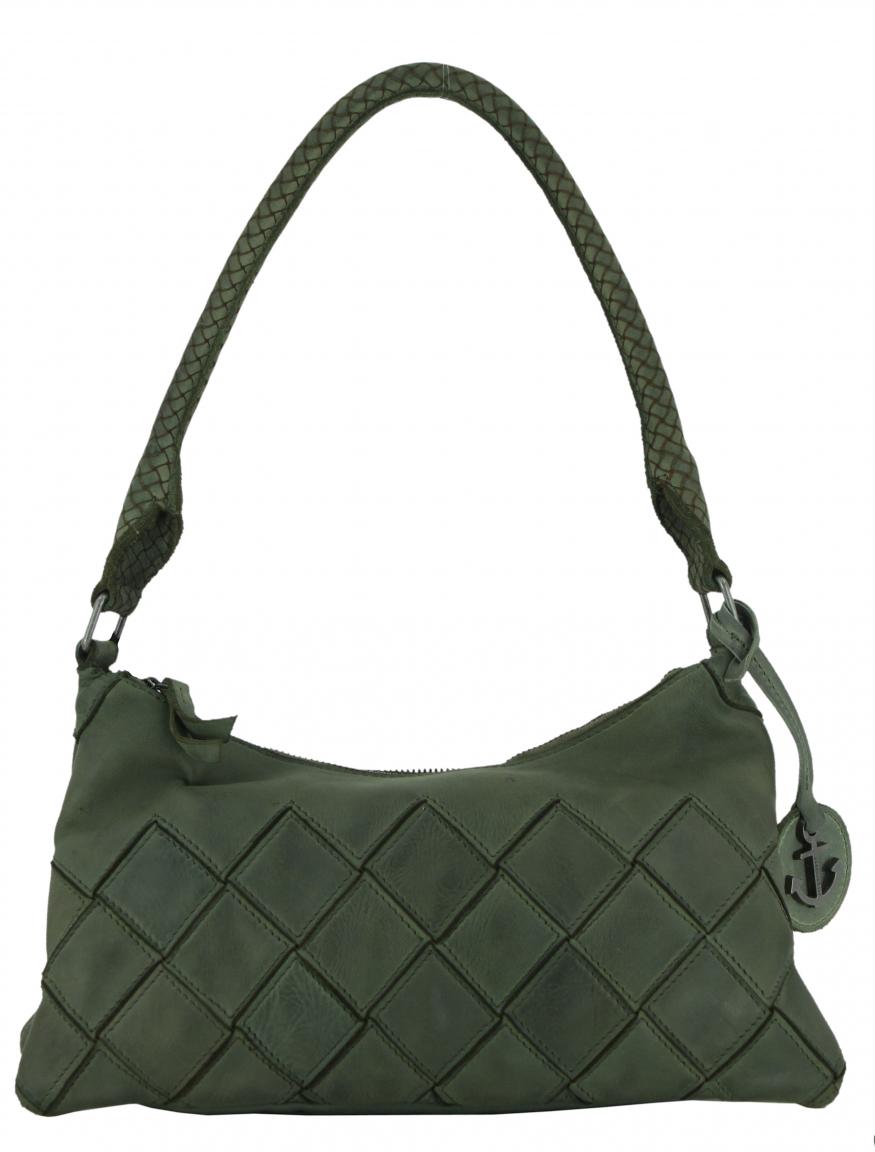 Schultertasche in Flechtoptik grün Harbour 2nd Fashion Lights Neve Leaf