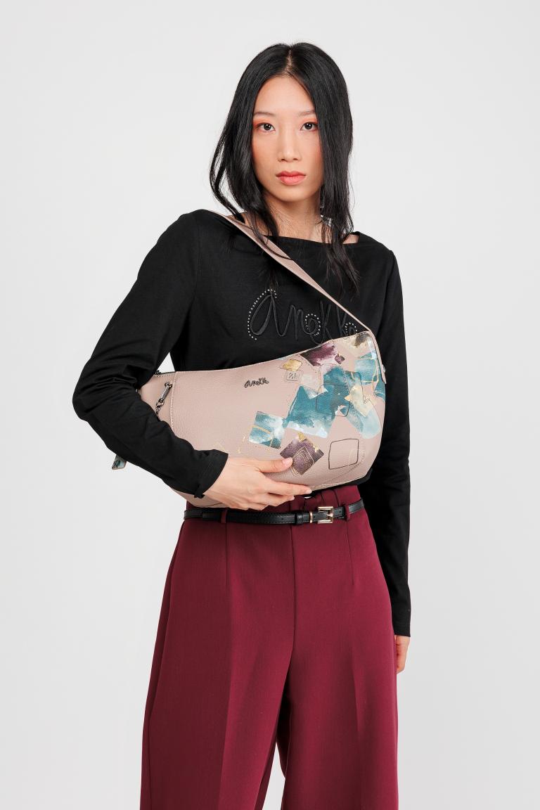 Schultertasche petrol Evolution herbstlich Anekke taupe Real bordeaux