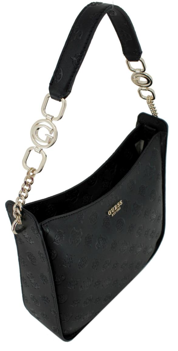 Schultertasche schwarz Prägung Guess Galeria Hobo Black