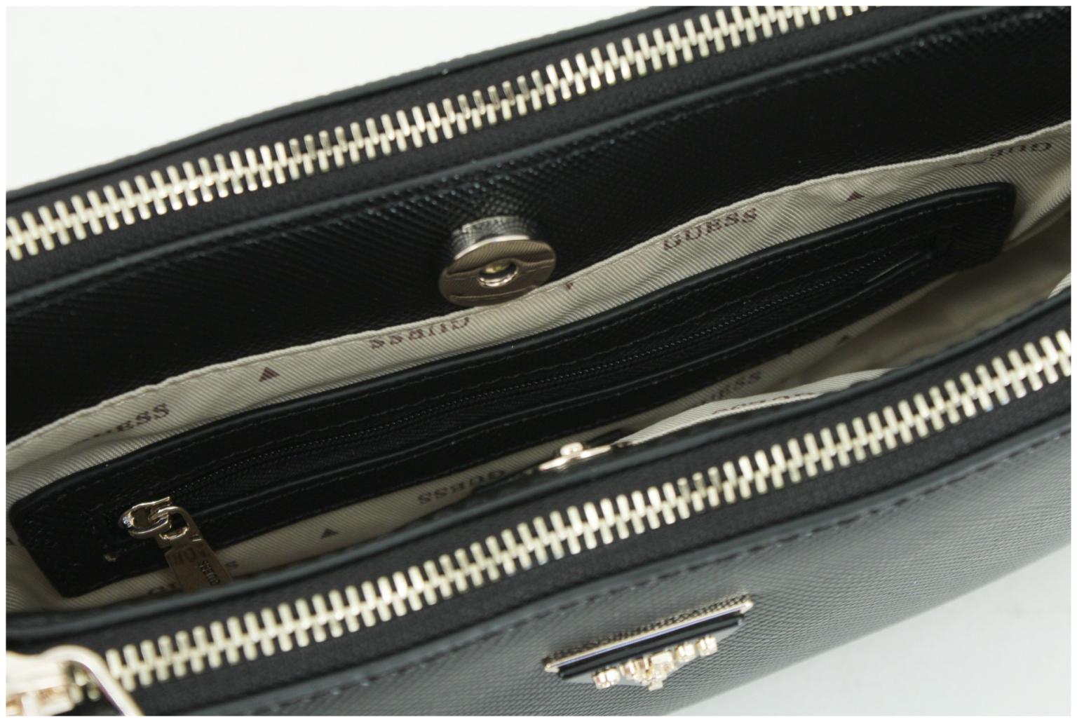 Schultertasche schwarz Saffiano Guess Noelle II Mini Black