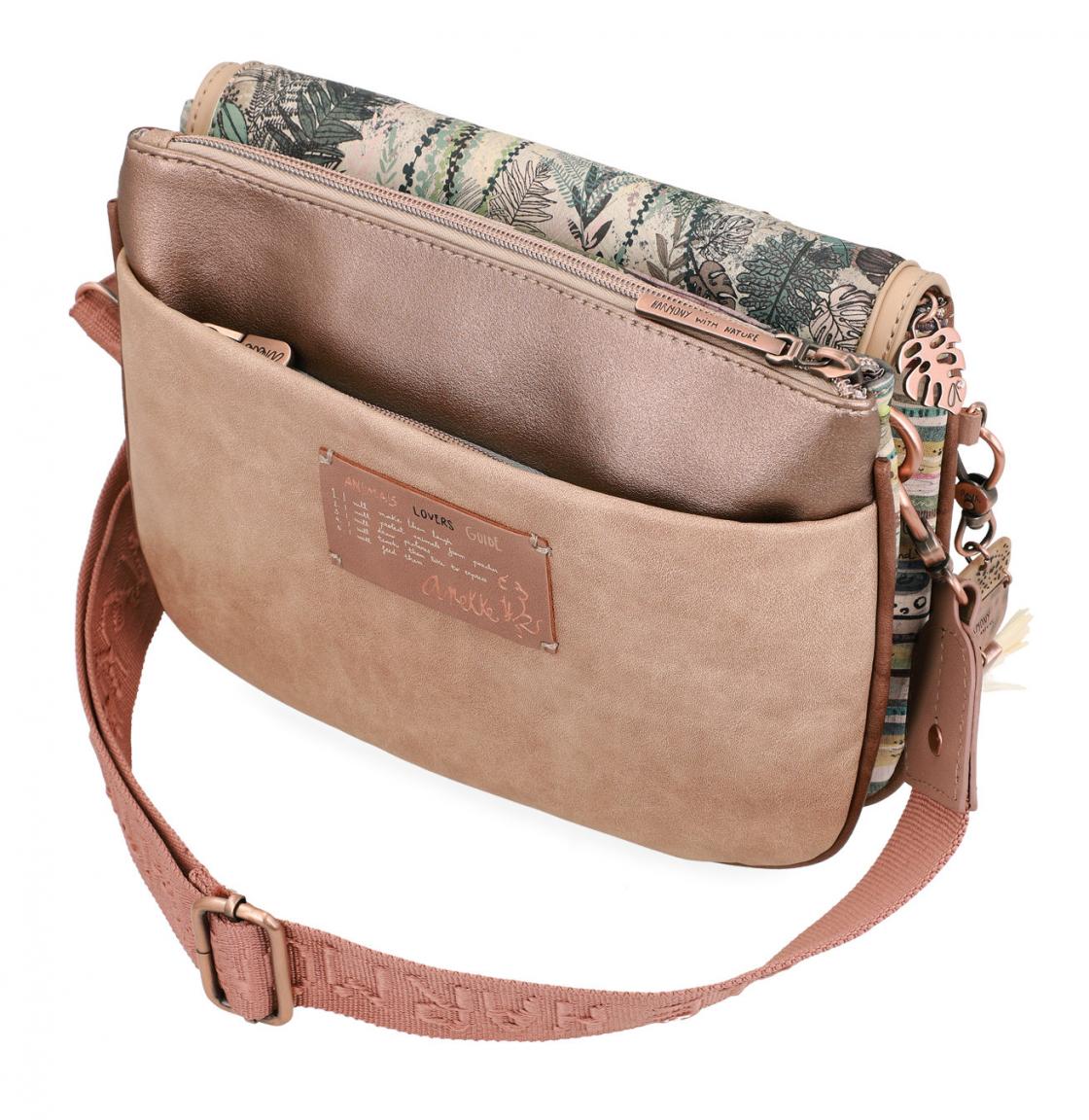 Schultertasche zweigeteilt Anekke Jungle bestickt Überschlag