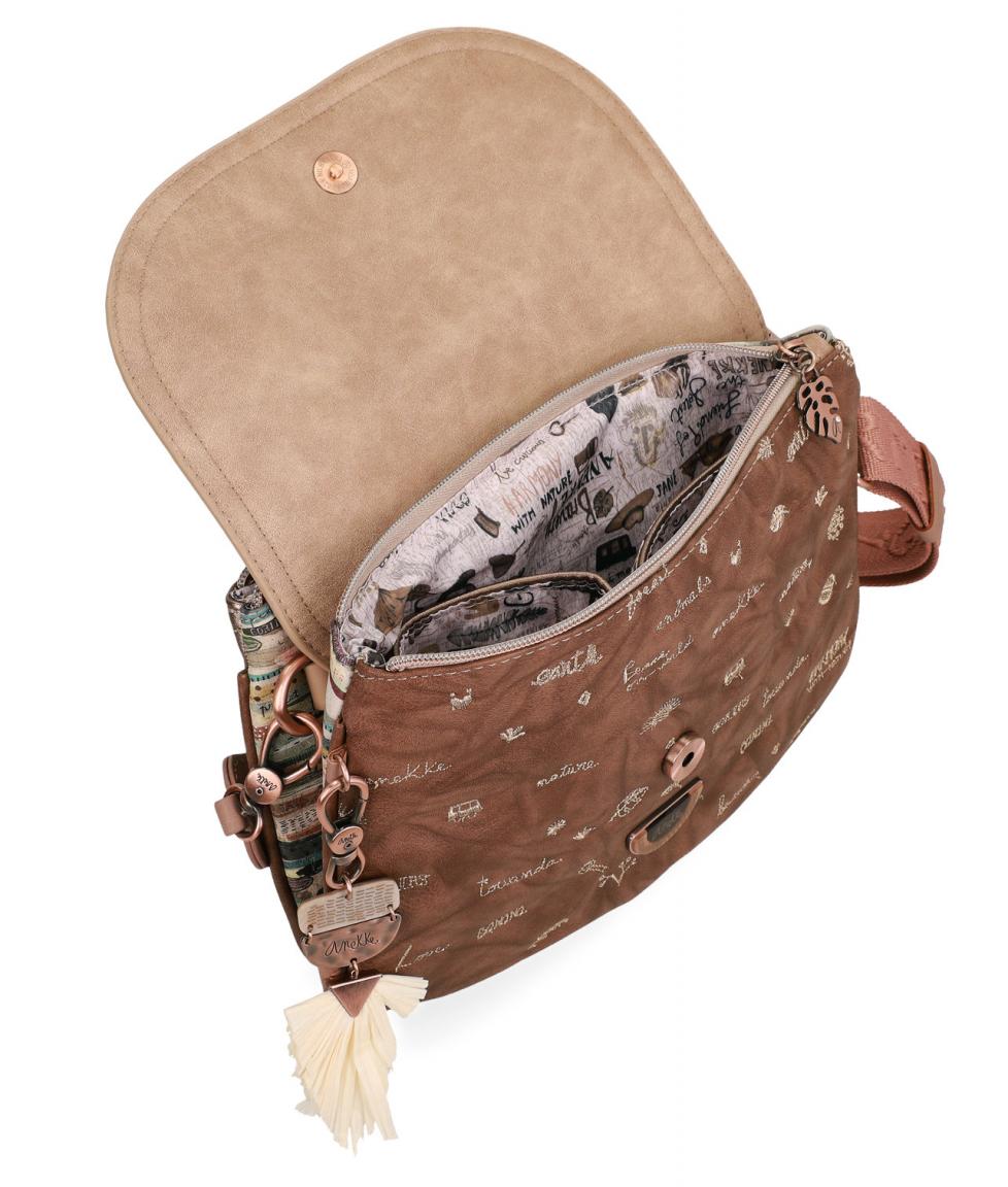 Schultertasche zweigeteilt Anekke Jungle bestickt Überschlag