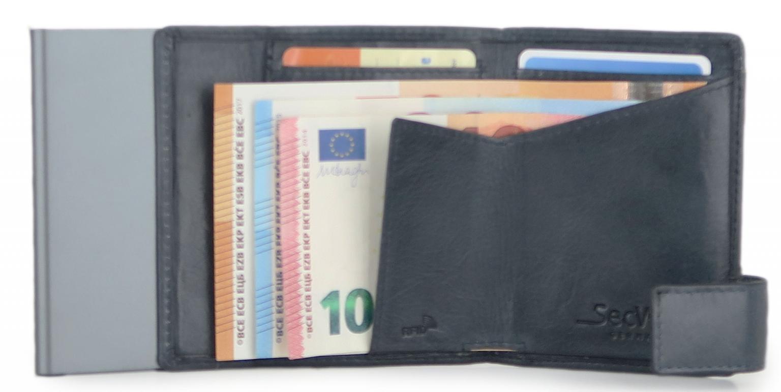 SecWal Kartenetui Vintage dunkelblau Hartgeldfach RFID-Schutz