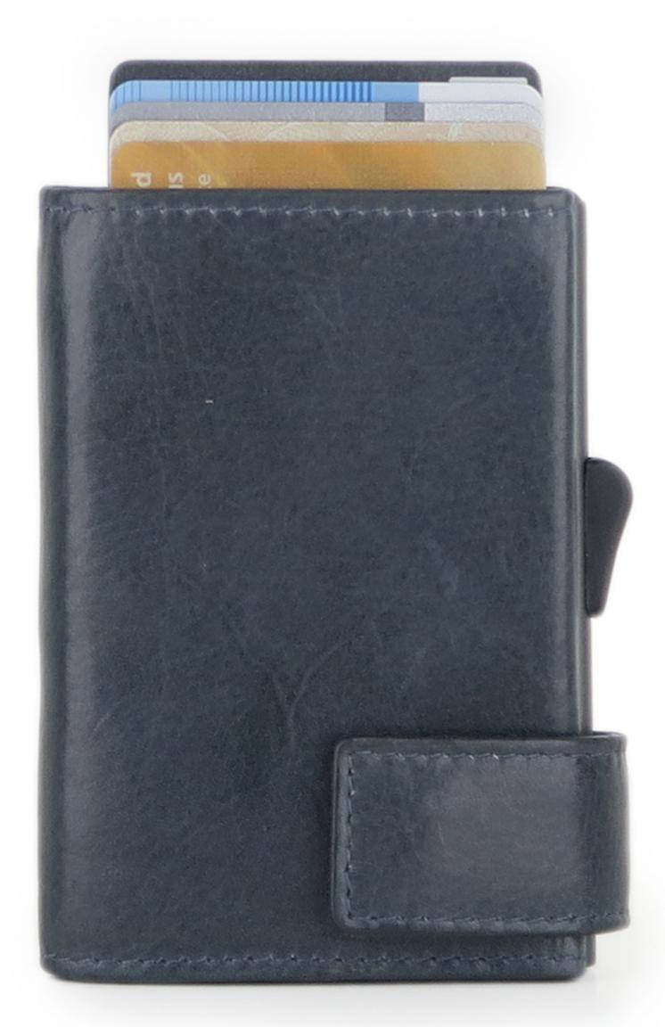 SecWal Kartenetui Vintage dunkelblau Hartgeldfach RFID-Schutz