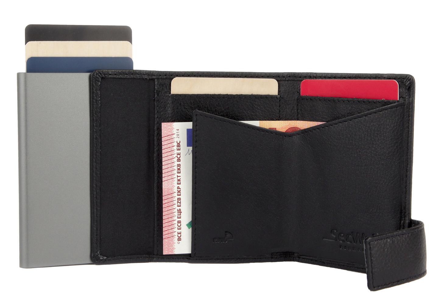 SecWal Ledergeldtasche Chipkartenetui schwarz