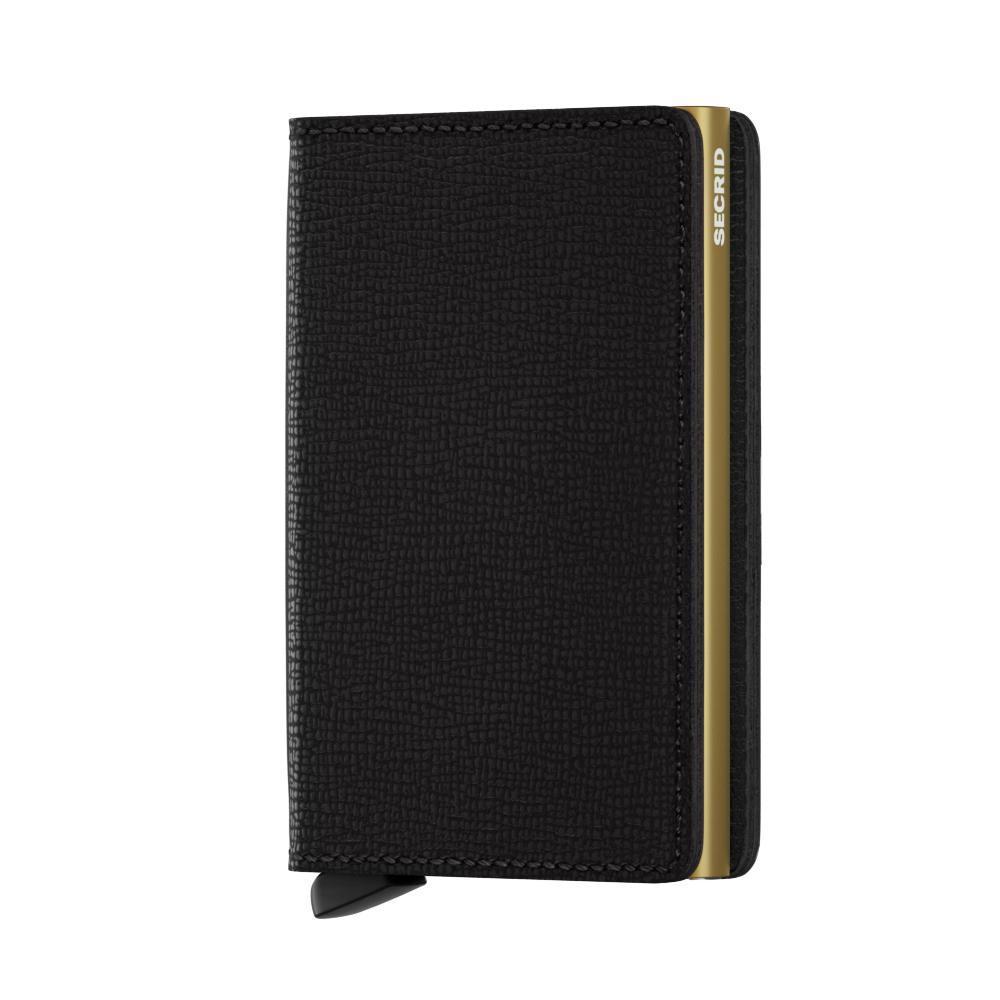 Secrid Crisple Black Slimwallet Saffiano Leder Aluminium Kartenetui schwarz gold RFID Schutz