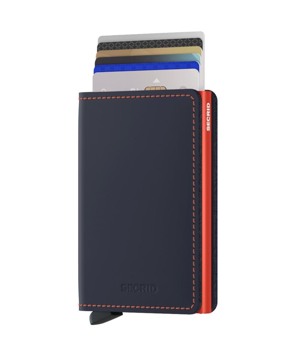 Secrid Matte Nightblue & Orange RFID Schutz Kartenetui Slimwallet Leder blau orange