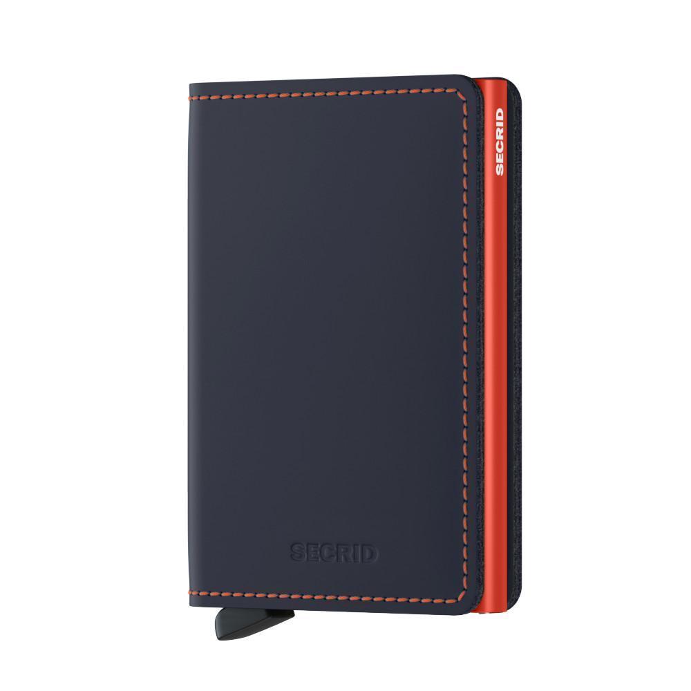 Secrid Matte Nightblue & Orange RFID Schutz Kartenetui Slimwallet Leder blau orange