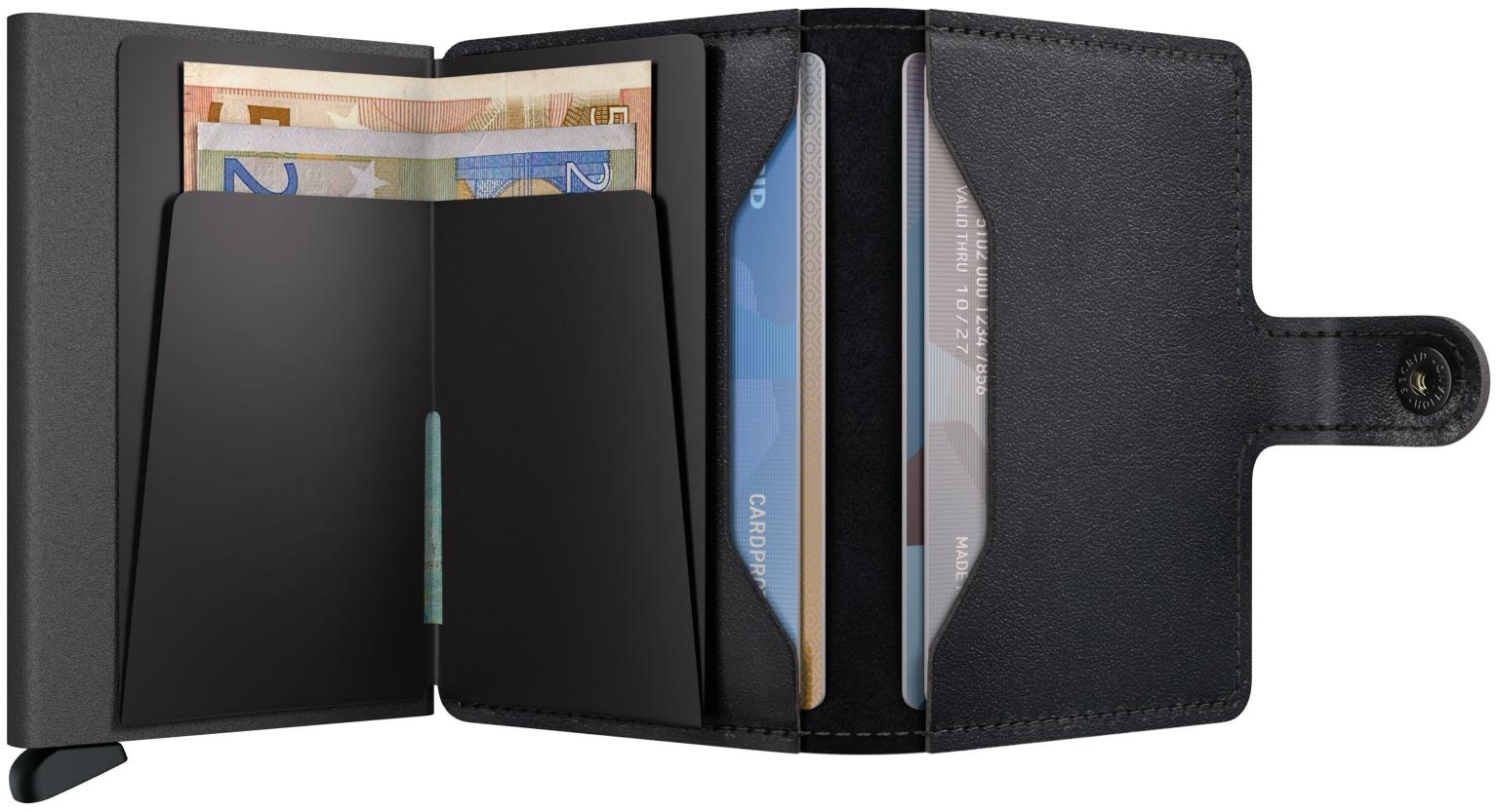 Secrid Miniwallet Kartenetui Leder Original Powder Black - Schwarz