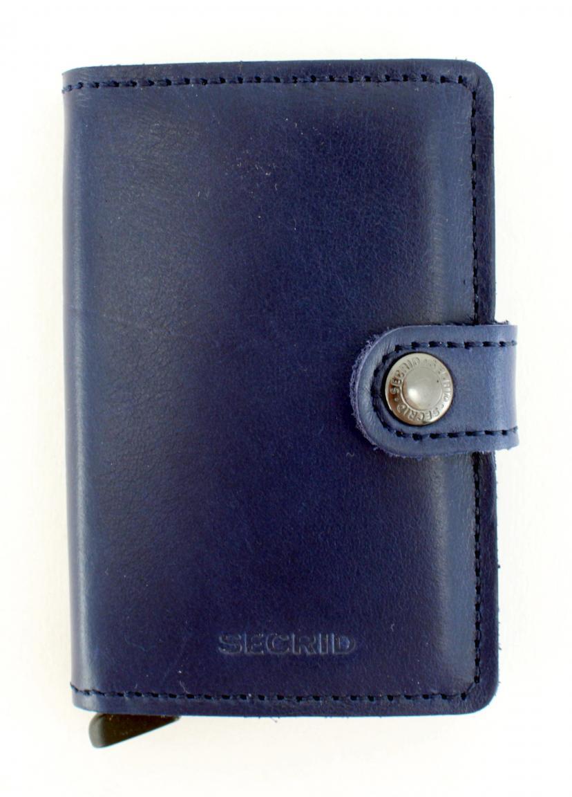 Secrid Miniwallet Lederetui mit Metallkartenhülle Original Blau