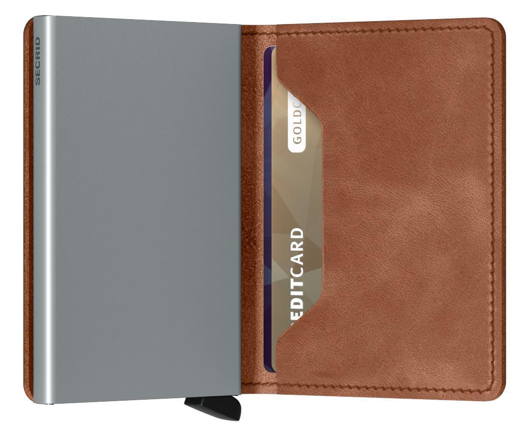 Secrid Slimwallet Geldbörse Etui RFID Schutz Vintage Cognac Alu