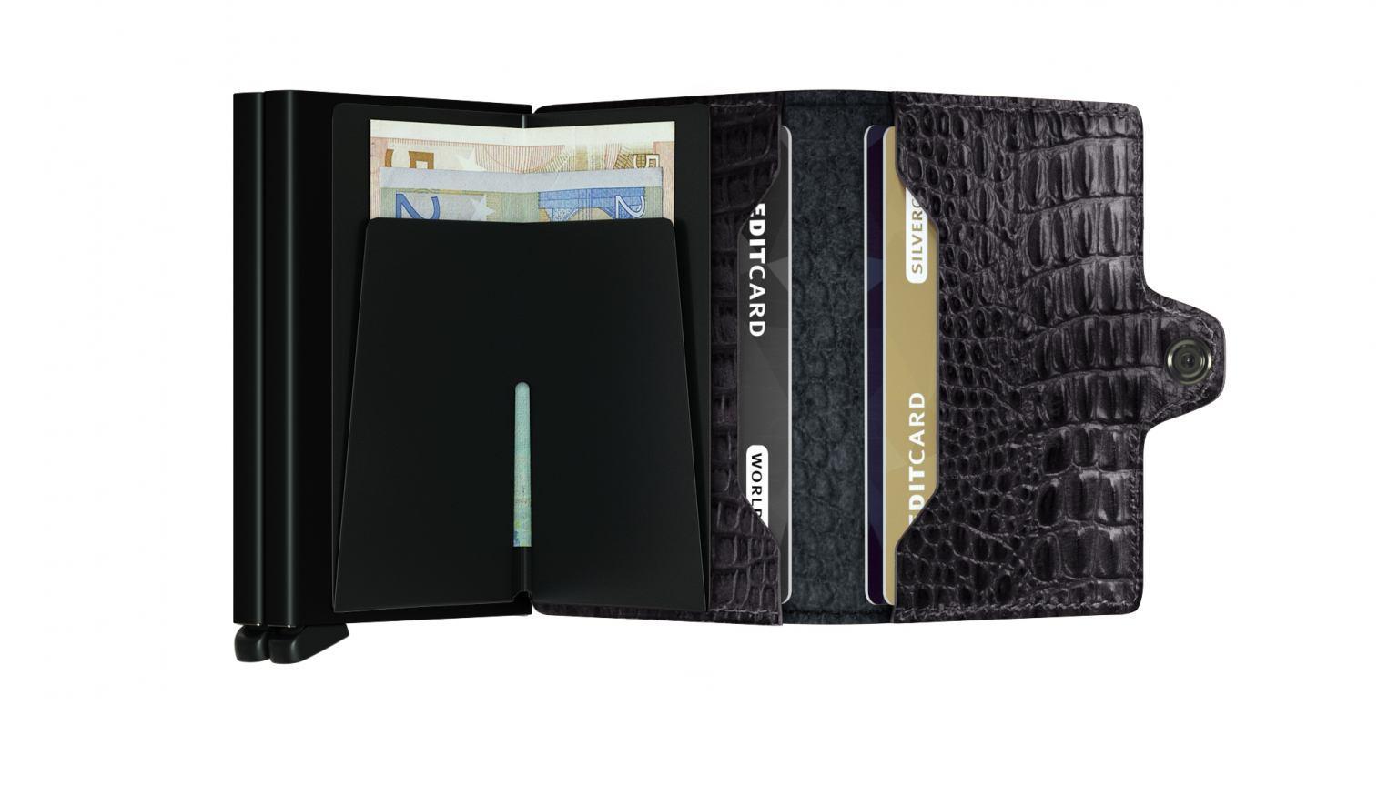 Secrid Twinwallet Kartenetui Krokoprägung schwarz (Nile Black)