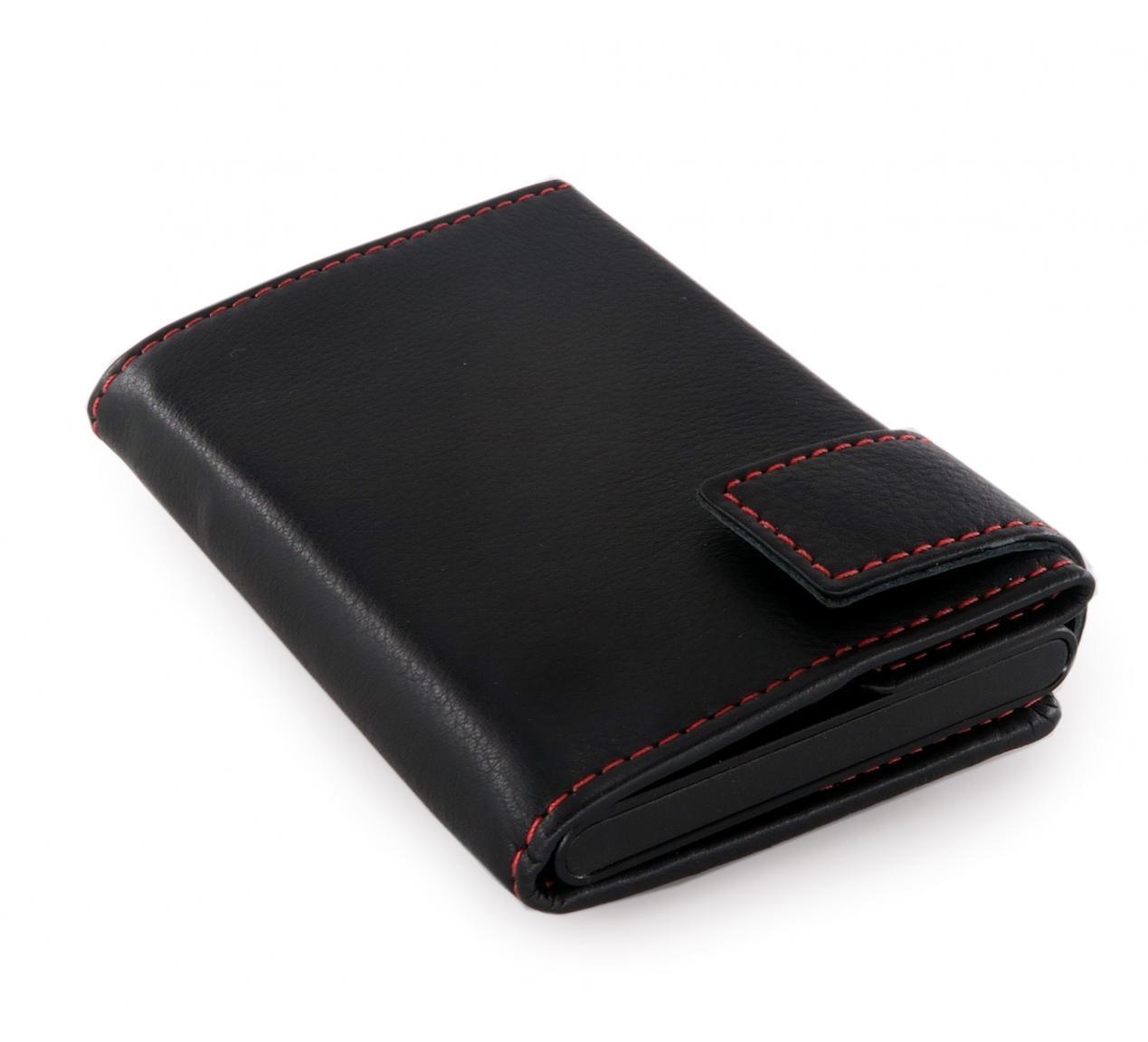 Secwal Geldtasche RFID Kartenschutz schwarz mit roter Naht