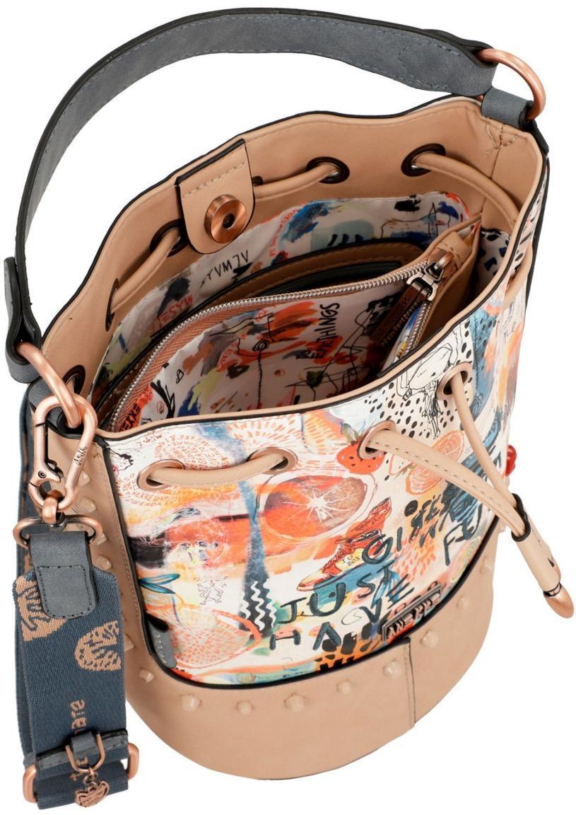 Seesack Tasche Fancy Anekke Bunt mit Nietendekor Beige