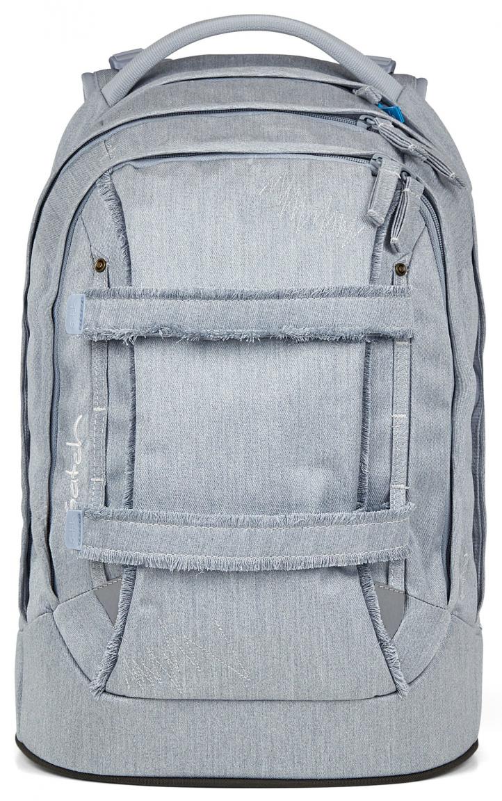 Set Satch Denim Schultasche reflektierend Washed Blue hellblau Fransen 
