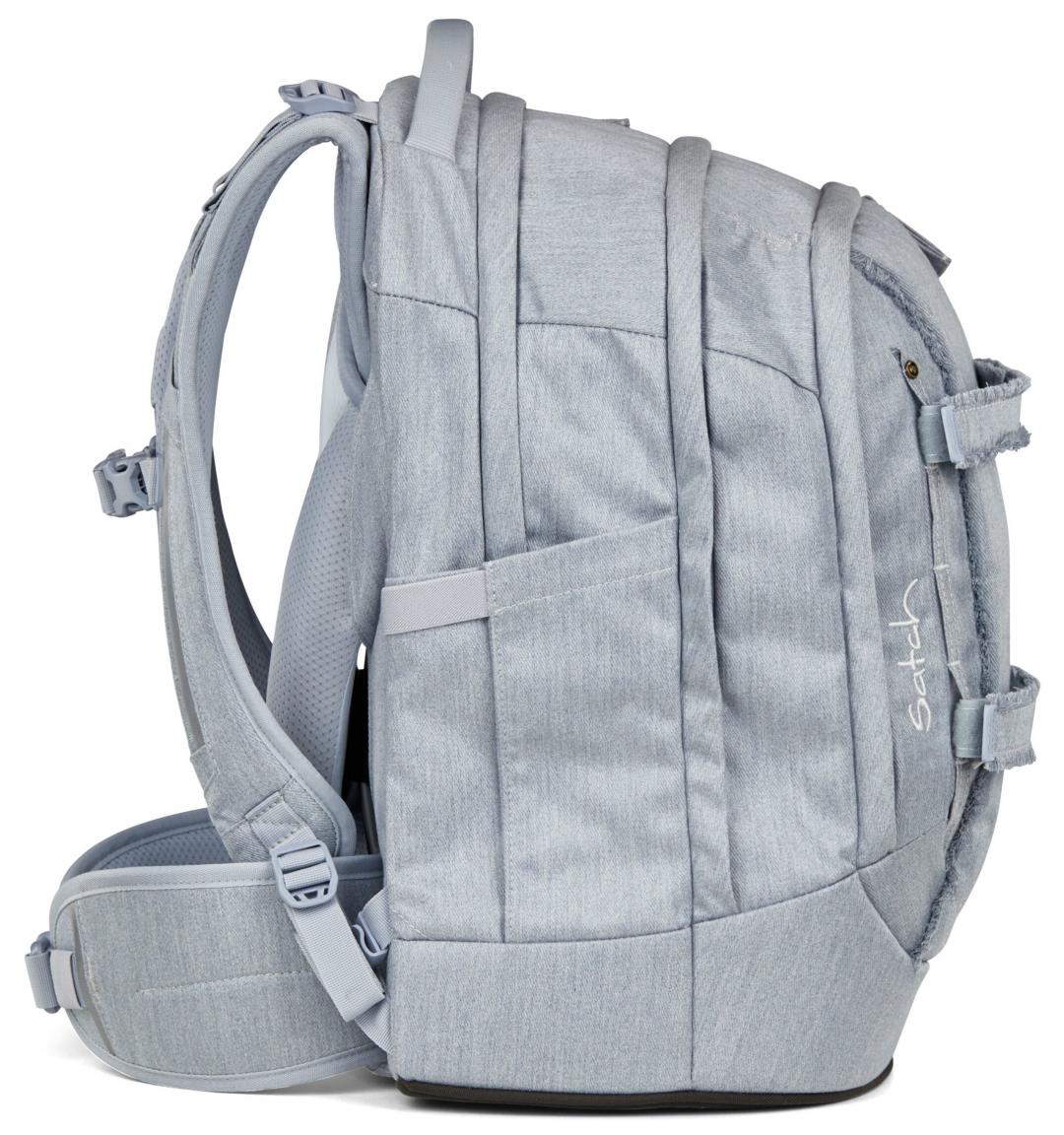 Set Satch Denim Schultasche reflektierend Washed Blue hellblau Fransen 