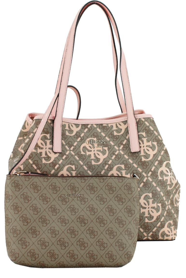 Shopper Guess Vikky braun rosa Logoprint Innentasche