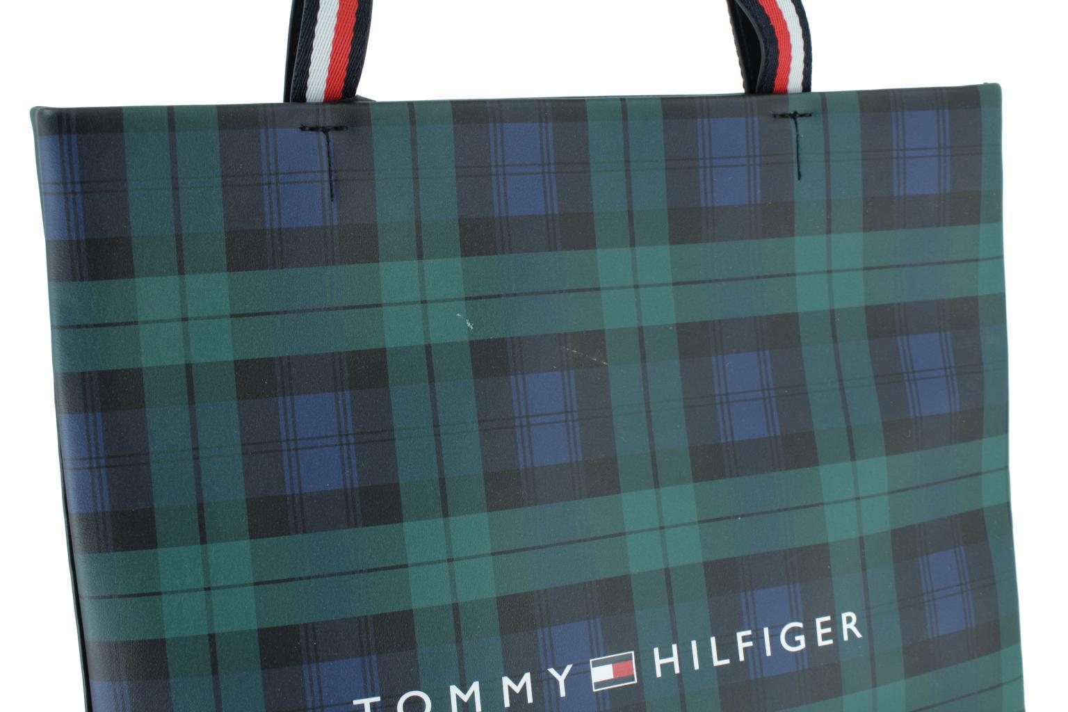 Shopper NS Tote Tommy Hilfiger Check Blau Grün Karo 2. Wahl