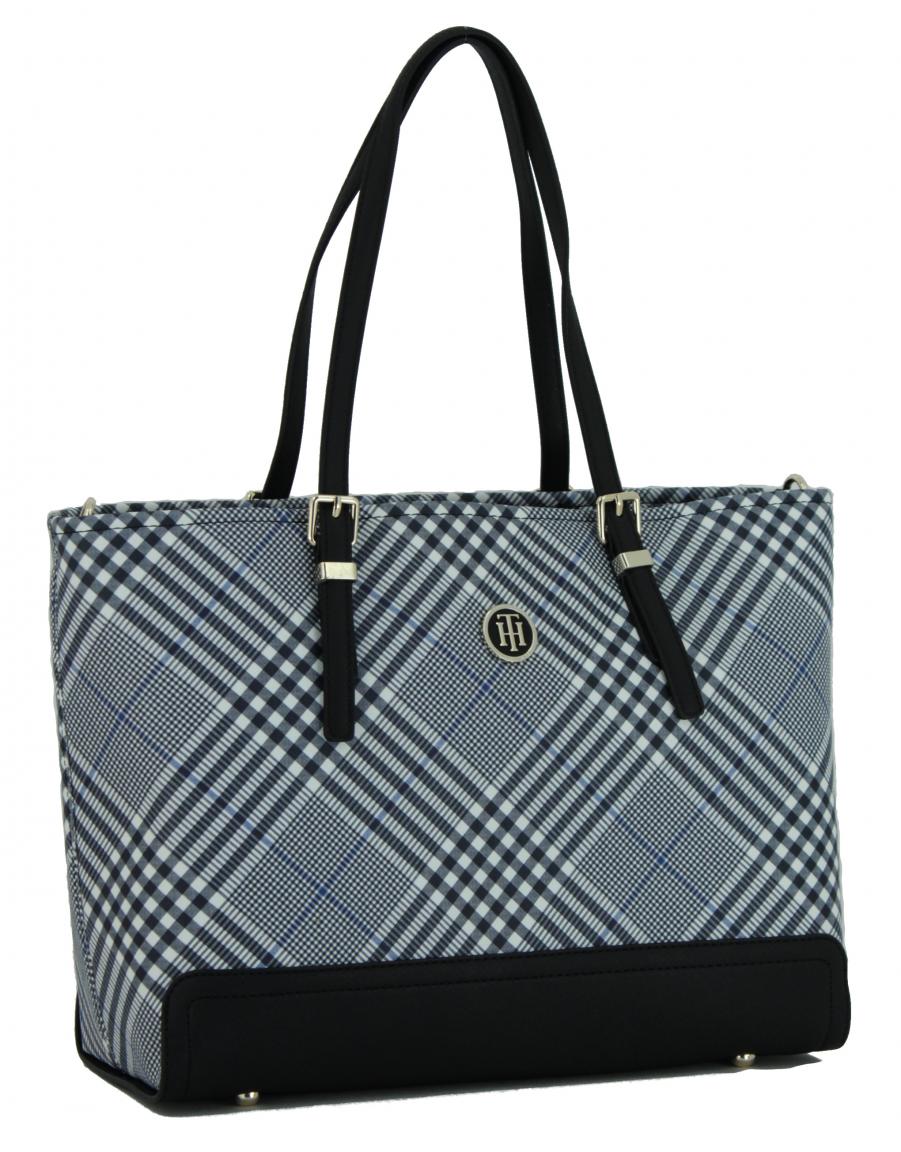 Shopper Tommy Hilfiger Honey Med Tote Karo blau weiß