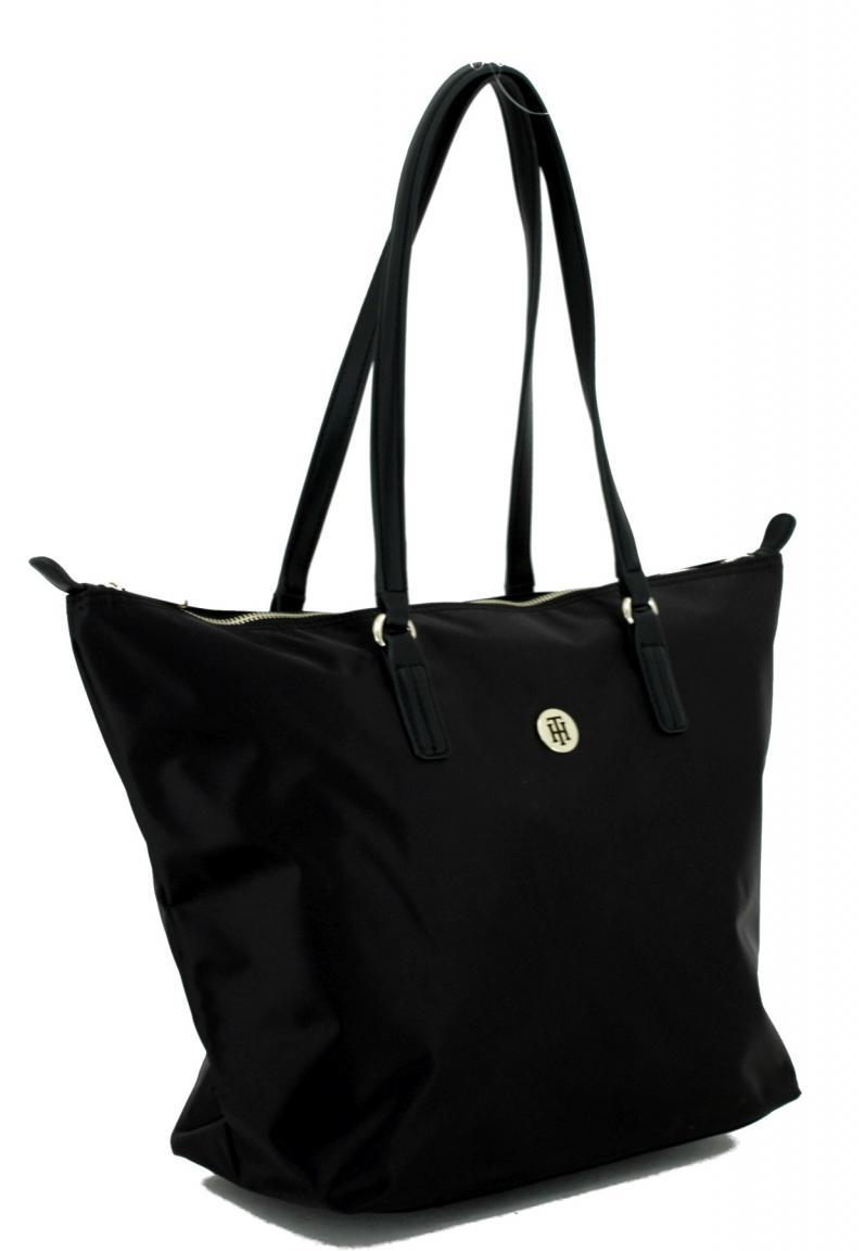 Shopper Tommy Poppy Tote Hilfiger Solid Schwarz Nylon