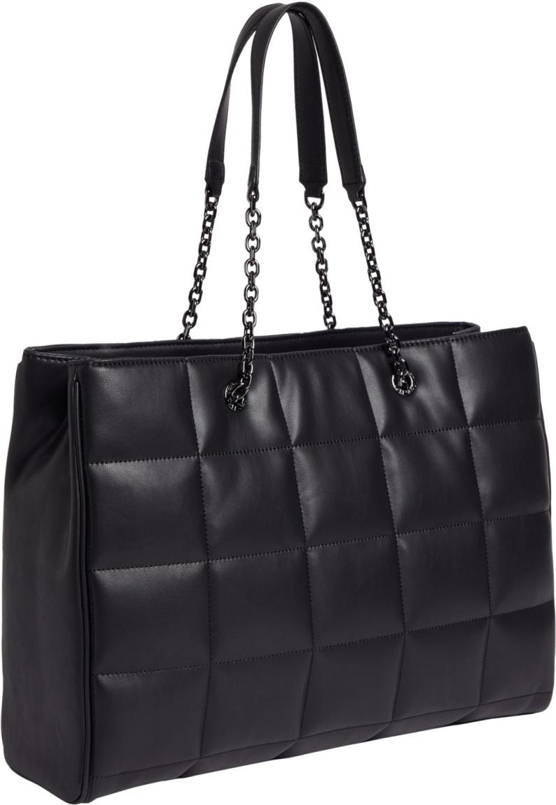 Shopper mit Kettenhenkel wattiert Calvin Klein schwarz Re-Lock Quilt Tote