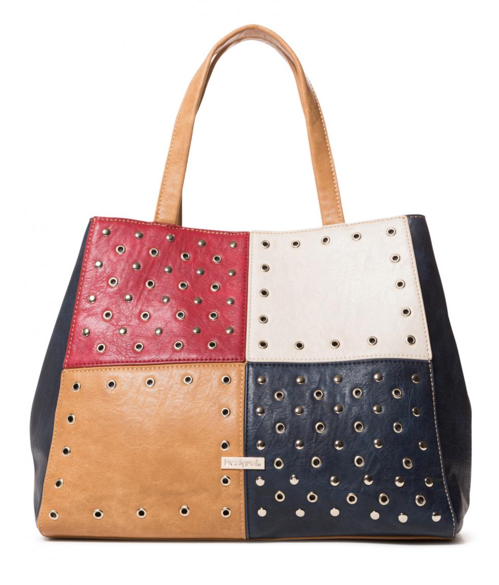 Shoppertasche Desigual Torino Cella Nieten blau weiß rot ...