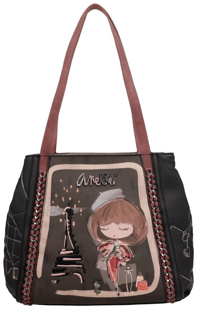 Shoppertasche Anekke Mademoiselle schwarz bunt Paris Stickerei