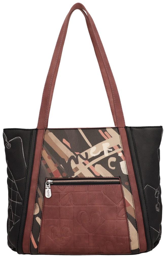 Shoppertasche Anekke Mademoiselle schwarz bunt Paris Stickerei