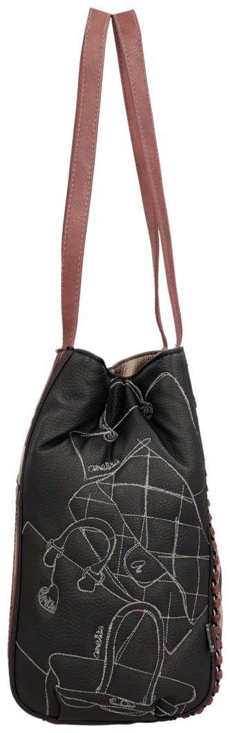 Shoppertasche Anekke Mademoiselle schwarz bunt Paris Stickerei