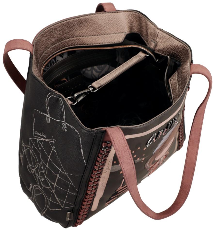 Shoppertasche Anekke Mademoiselle schwarz bunt Paris Stickerei